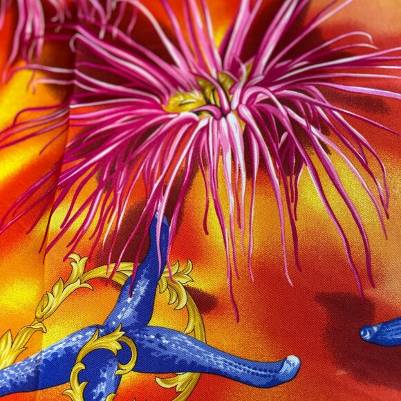 Versace “Trésor de la Mer” Silk Scarf – Coral Sea Print - Picture 9 of 15